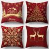 4 Stück Weihnachten Rentier Kissenbezüge – Bauernhaus-Stil Kissenbezüge für Wohnzimmer, Schlafzimmer & Sofa (Einsätze nicht enthalten)