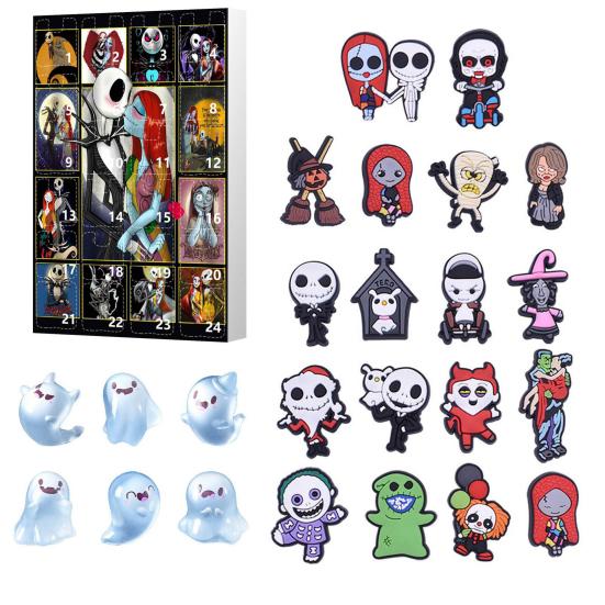 Halloween Adventskalender 24 Mini Harz Gruselige Puppe Halloween Countdown Kalender Sammelfiguren Horrorfilm für Kinder