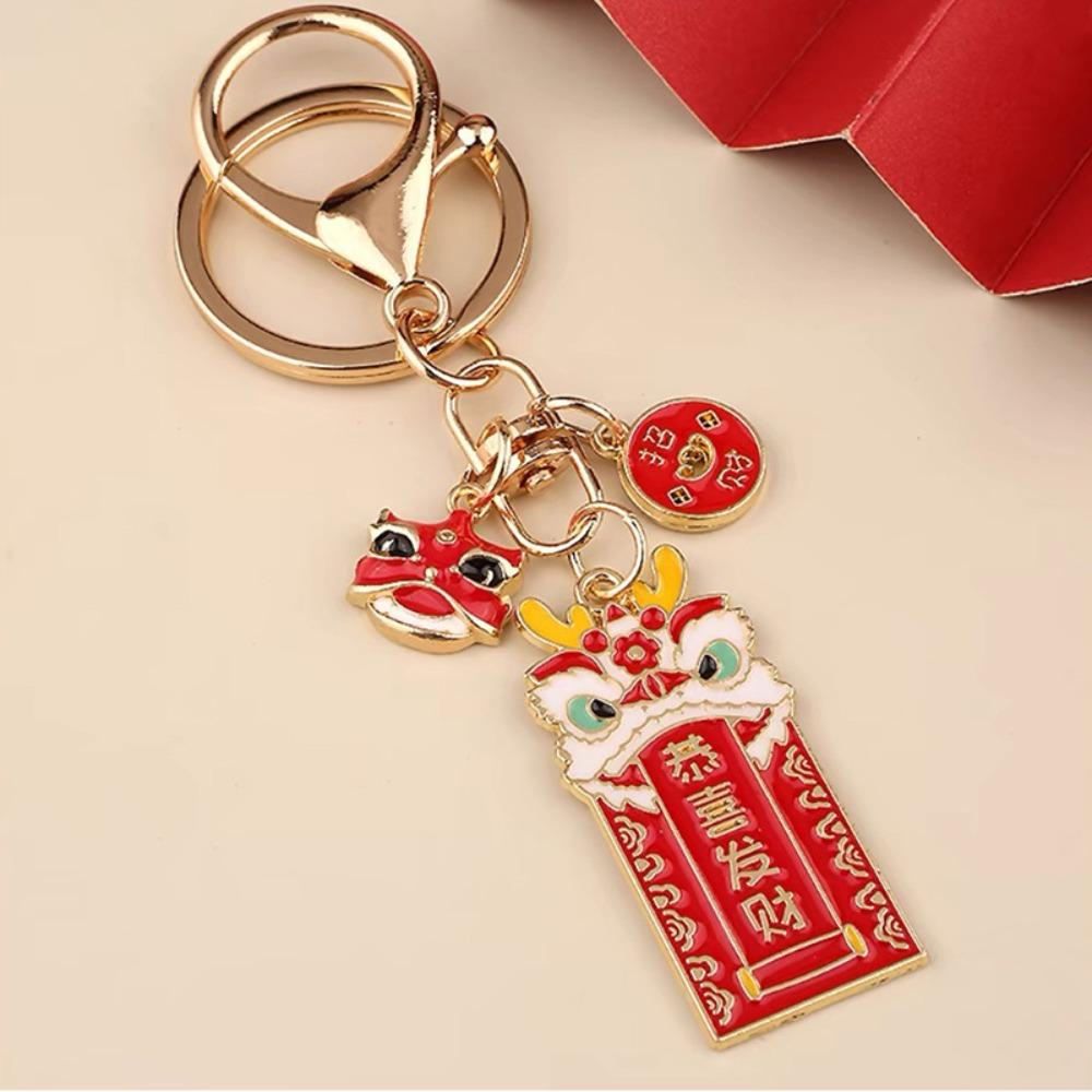 Wealth Key Ring Accessory Chinese Style Key Lucky Pendant Lion Dance Keychain  Women/Men
