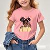 Girls New Cartoon Printed Shortsleeved Tshirt Summer Shortsleeved Tshirt Childrens Round Neck Top  polyester fabric