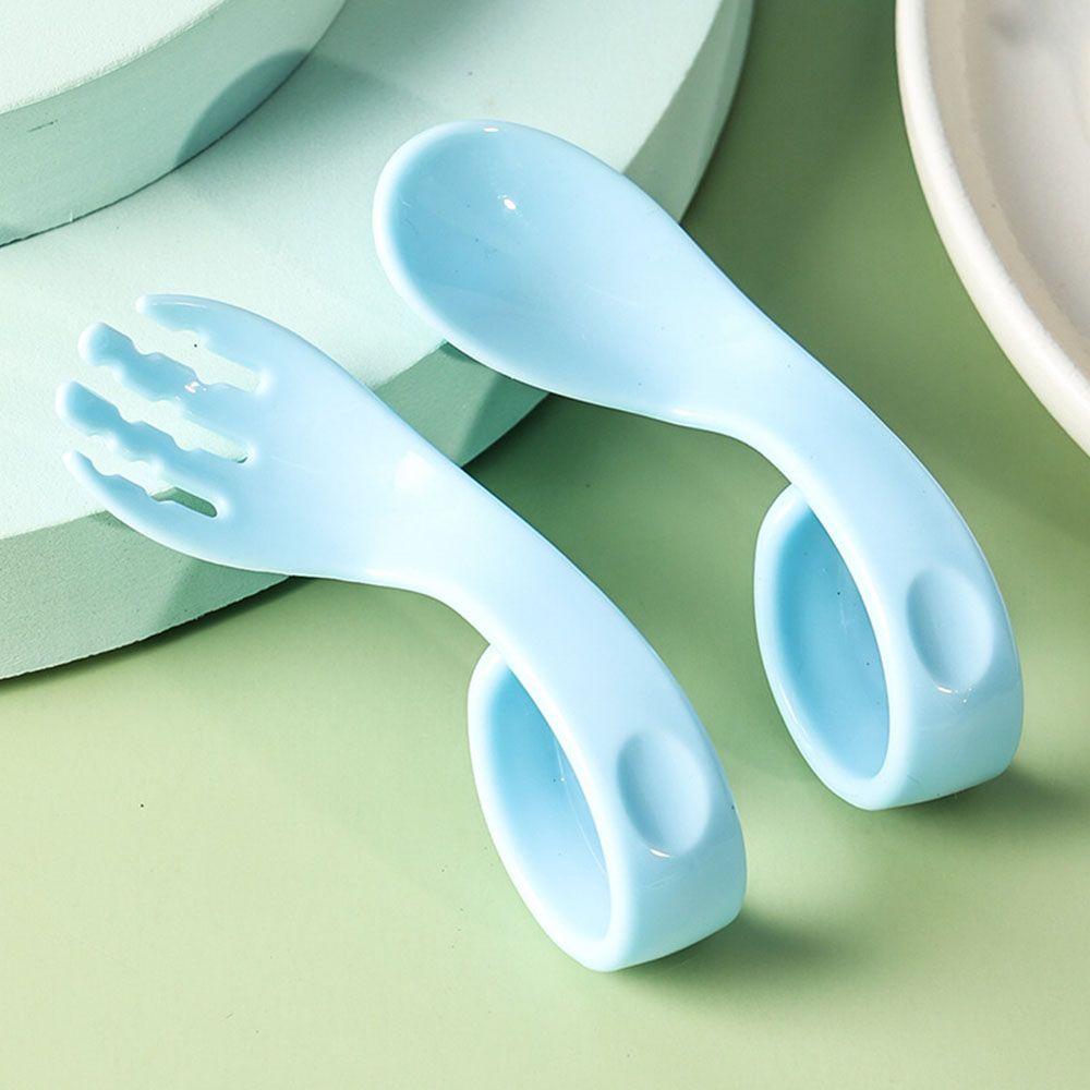 Portable Tableware Sets Antislip Utensils Infant Training Baby Twist Fork Spoon Suit 2Pcs/Set