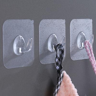Transparent Traceless Antirust Strong Hook Hole Free Adhesive Hook Bathroom Kitchen Dormitory Door Back Clothes and Hats Storage