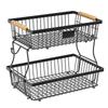2-Tier Fruit Vegetable Basket,Organizer for Bread Vegetable Detachable ,Large Capacity Storage Stand,Black