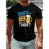 Übergröße Herren Sommer T-Shirt, Darts Bier Grafikdruck Kurzarm T-Shirts Trend Lässige Oberteile für den Alltag, Große und Tall Männer, ÜBERGRÖSSE