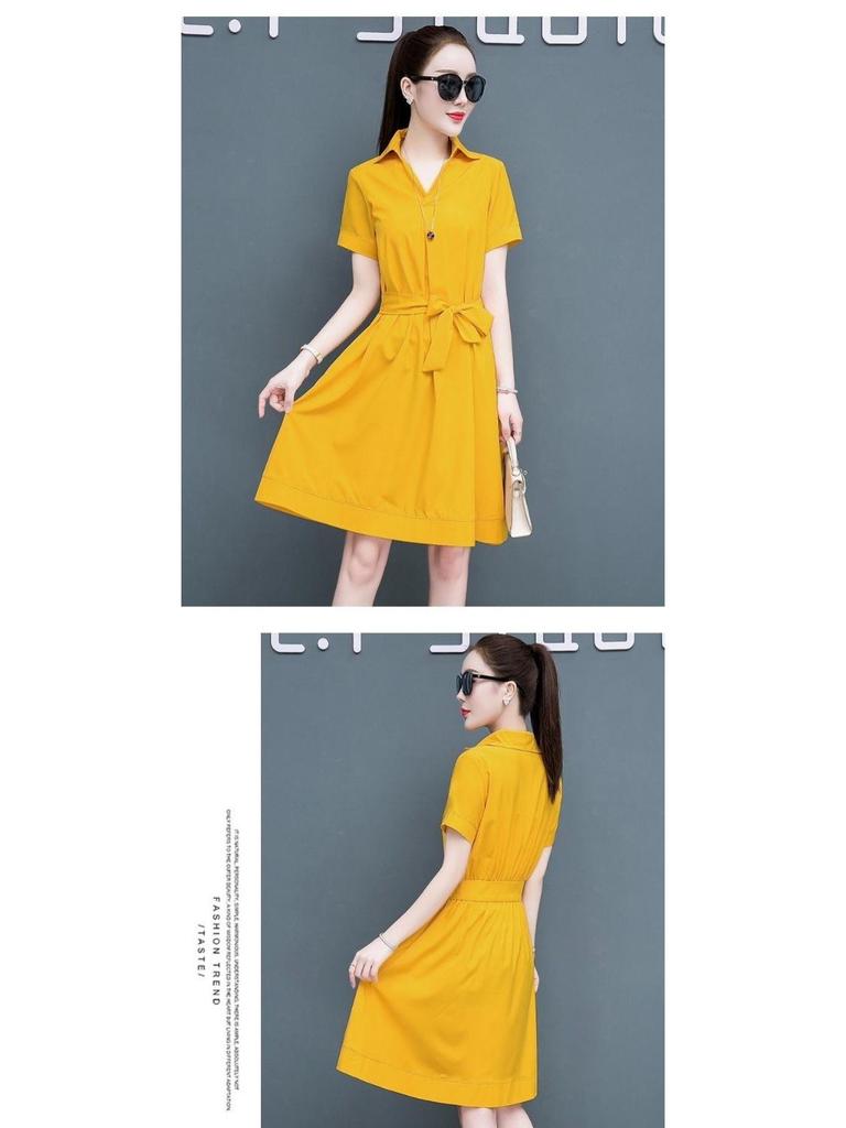 2024 Women's Summer Slimming Dress - Stylish, Belly-Concealing with Skirt Collar