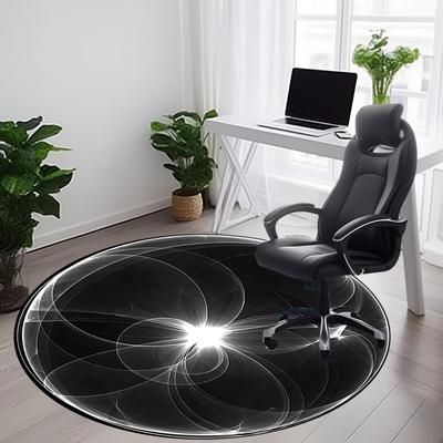 1pc Abstract Circular_Design Chair Carpet for Office, Round Non Slip Durable Large Size Office Carpet, Suitable for Office