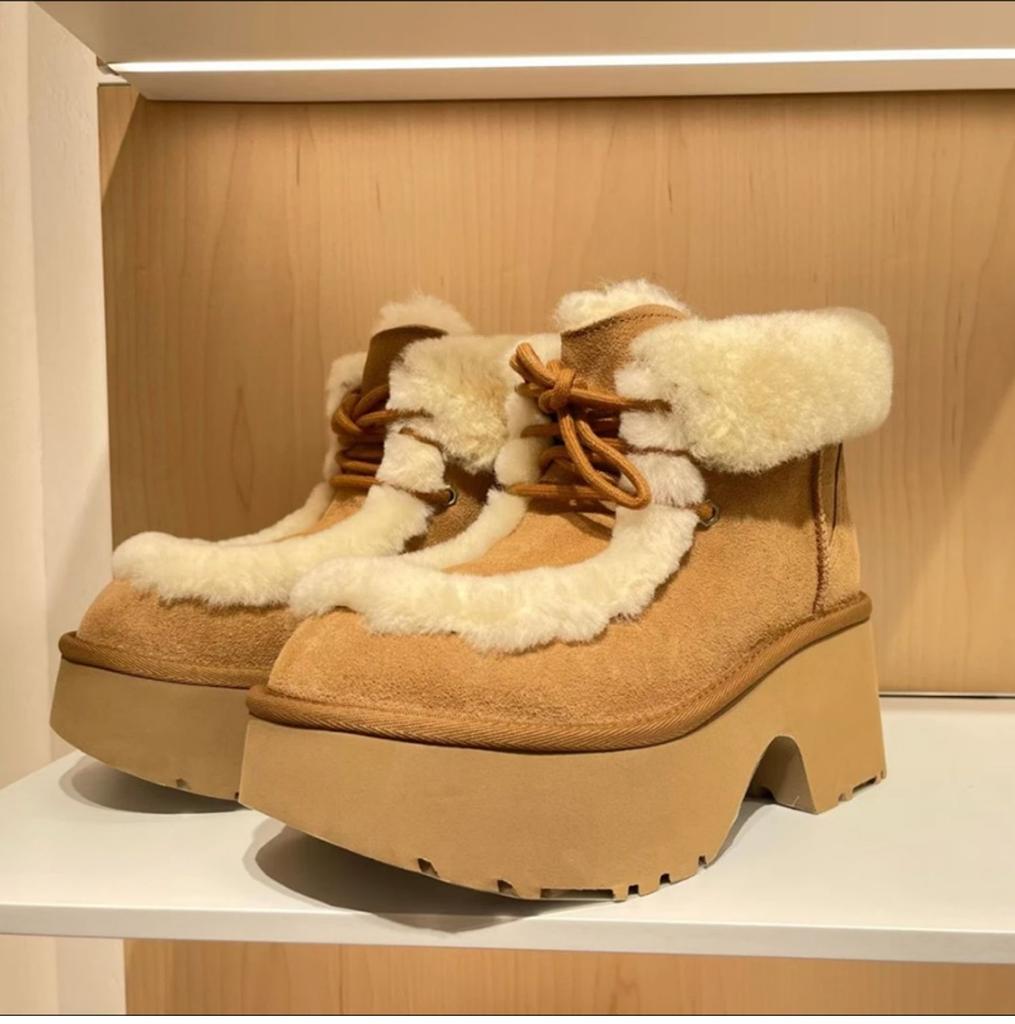 Edition~ Star Snow Boots Women's Thick-soled Slope Heel Overflowing Fleece Thickened Warm Non-slip Waterproof Cotton Shoes