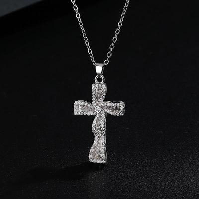 Unisex Zirkon Hip Hop Schlüsselbein Kette: Trendige europäische & amerikanische Kreuzkette