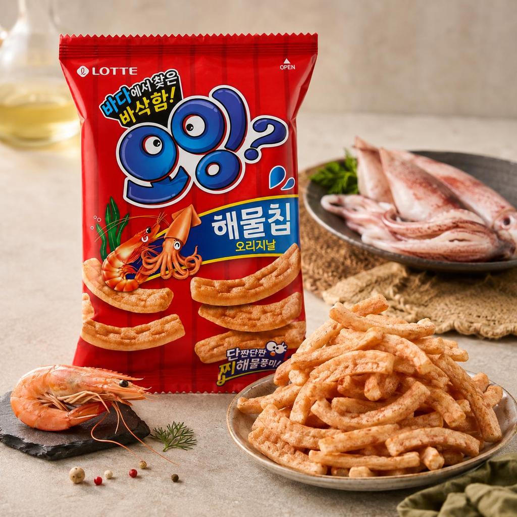 Lotte Squid & Shrimp Flavored Crisp Sticks 75g