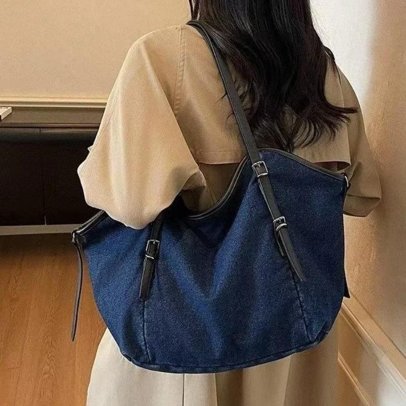 Vintage Denim Tote Bag, Retro Large Capacity Shoulder Bag, Women's Casual Handbag & Shopping Bag Women Handbags