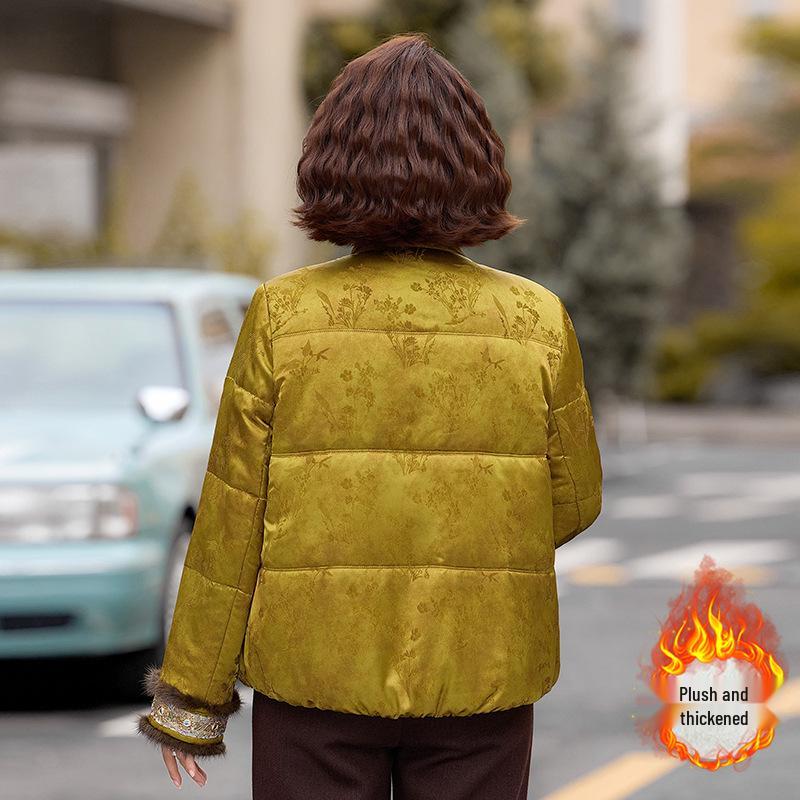 Chinese Retro Winter Cotton Jacket for Women Aged 40-60