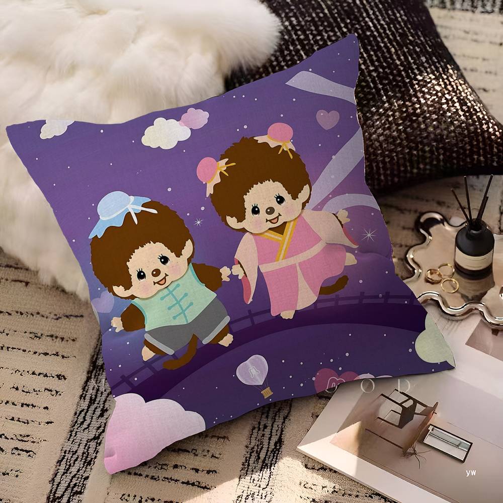 Cute M-monchhichis-s Cushion Cover Pillowcase Upholstery Sofa Throw Pillow Home Decor Pillowcas