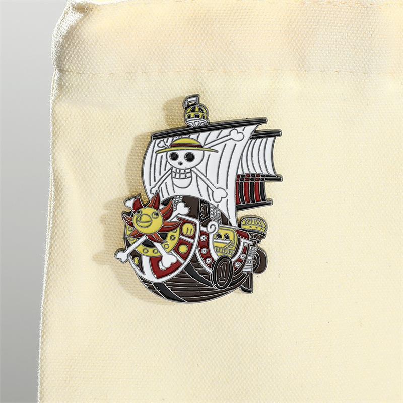 Cartoon One Piece Pirate Ship Brooch Anime Metal Enamel Pins Clothing Bag Lapel Badge Jewelry Gift for Fans Friends Accessories