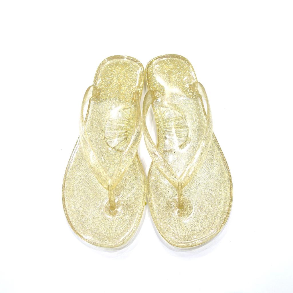 Women's Crystal Jelly Sandals Flip Flops Summer Slip On Beach Slides Flat Thong Sandals Comfort PVC Clear Open Toe Slippers Dressy Shoes for Women