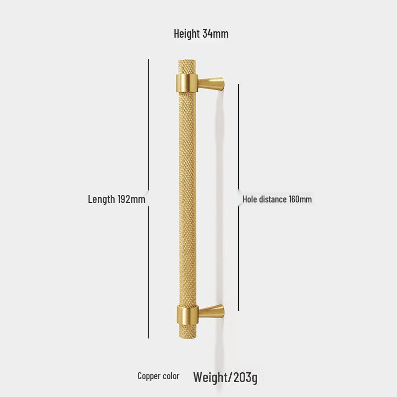 American Style Brass Wardrobe & Cabinet Door Handle - Retro French Copper Design