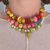 Vintage Stil Frucht Anhänger Halskette 3D Erdbeere Granatapfel Perlen Perlenkette Süßer Schmuck Für Frauen Täglichen Und Party Gebrauch