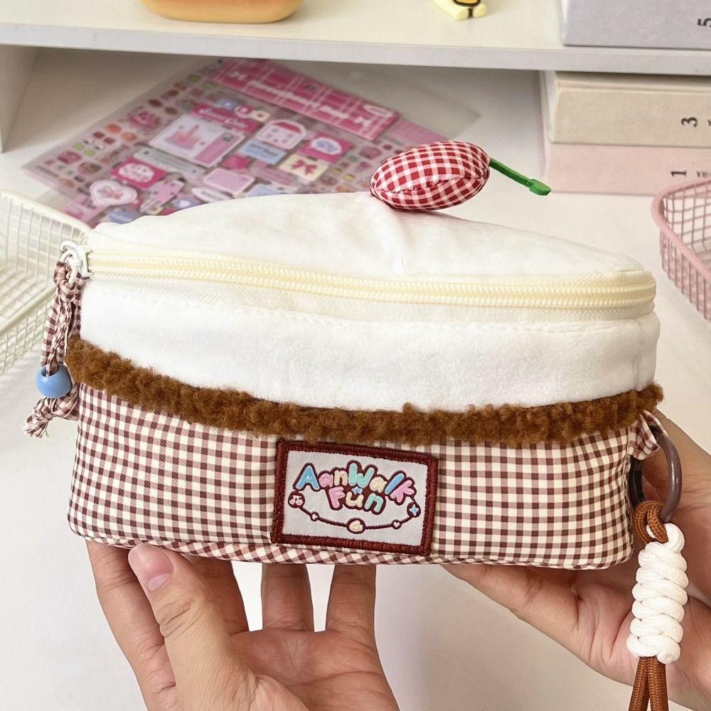 Cherry Makeup Bag Large-capacity Triangular Cake Cosmetic Pouch Flip Design Camera Bag Women