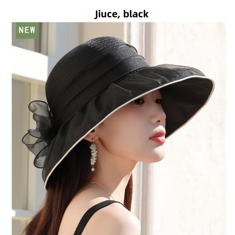 Meier Organza sun hat - women s summer outdoor uv protection floral visor M（56-58cm） чёрный