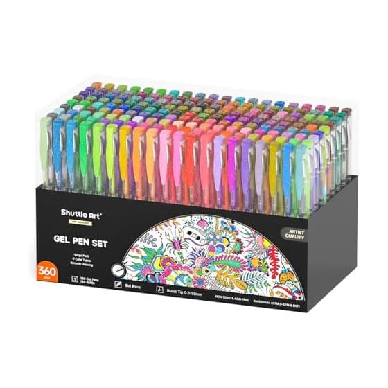 Shuttle Art Gel Ballpoint Pen Color Pen 180 Color Set 180 Refills Water Based Color Ballpoint Pen Gel Ink Lightproof Water Resistant Adult Coloring
