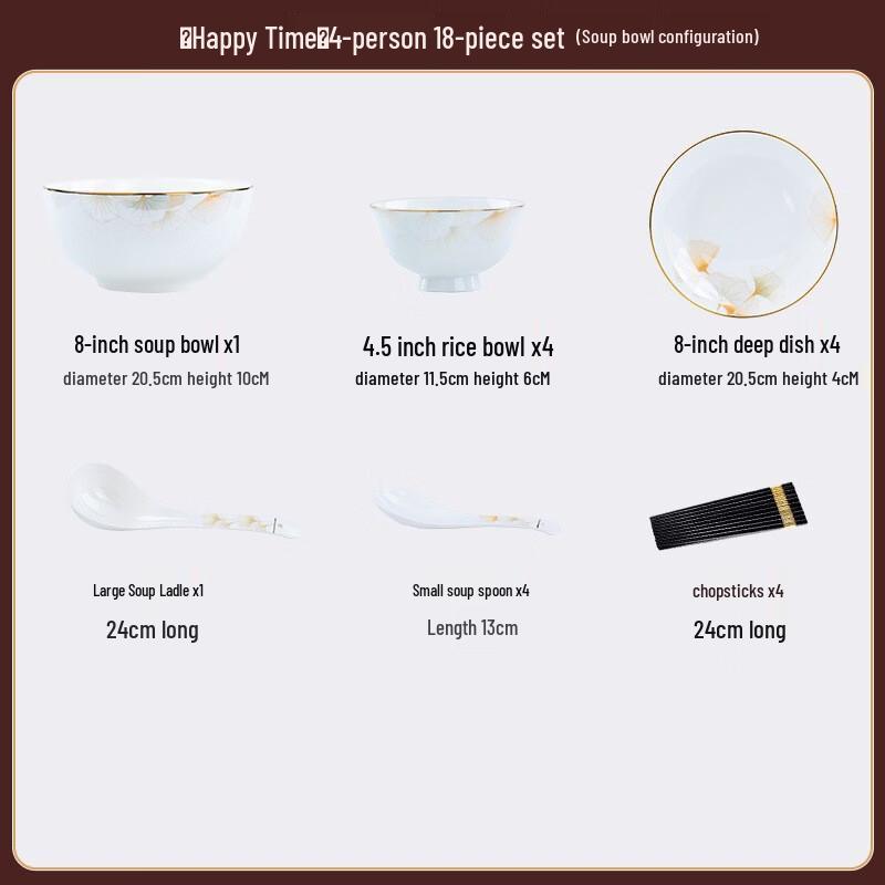 Ginkgo Leaf 18-Piece Bone China Dinnerware Set