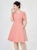Round Neck Studded High-End Women's Spring Dress with Waist-Slimming Design