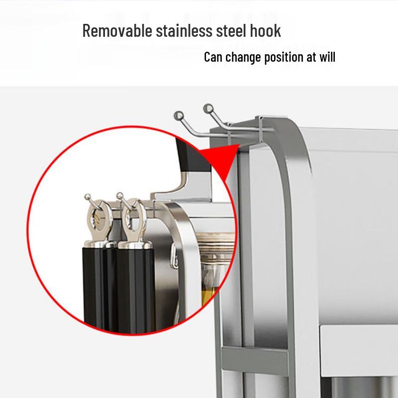 Stainless Steel 2-Tier Kitchen Spice Rack with Knife & Chopstick Holder