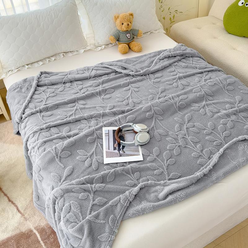 2024 New Fortune Tree Tafu Velvet Solid Color Jacquard Multifunctional Blanket Nap Office Blanket