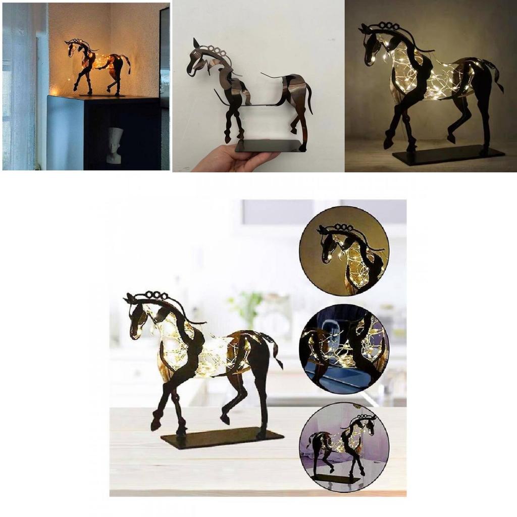 Metal Iron Horse Figurine With Luminescent Effect For Home Or Office Space
