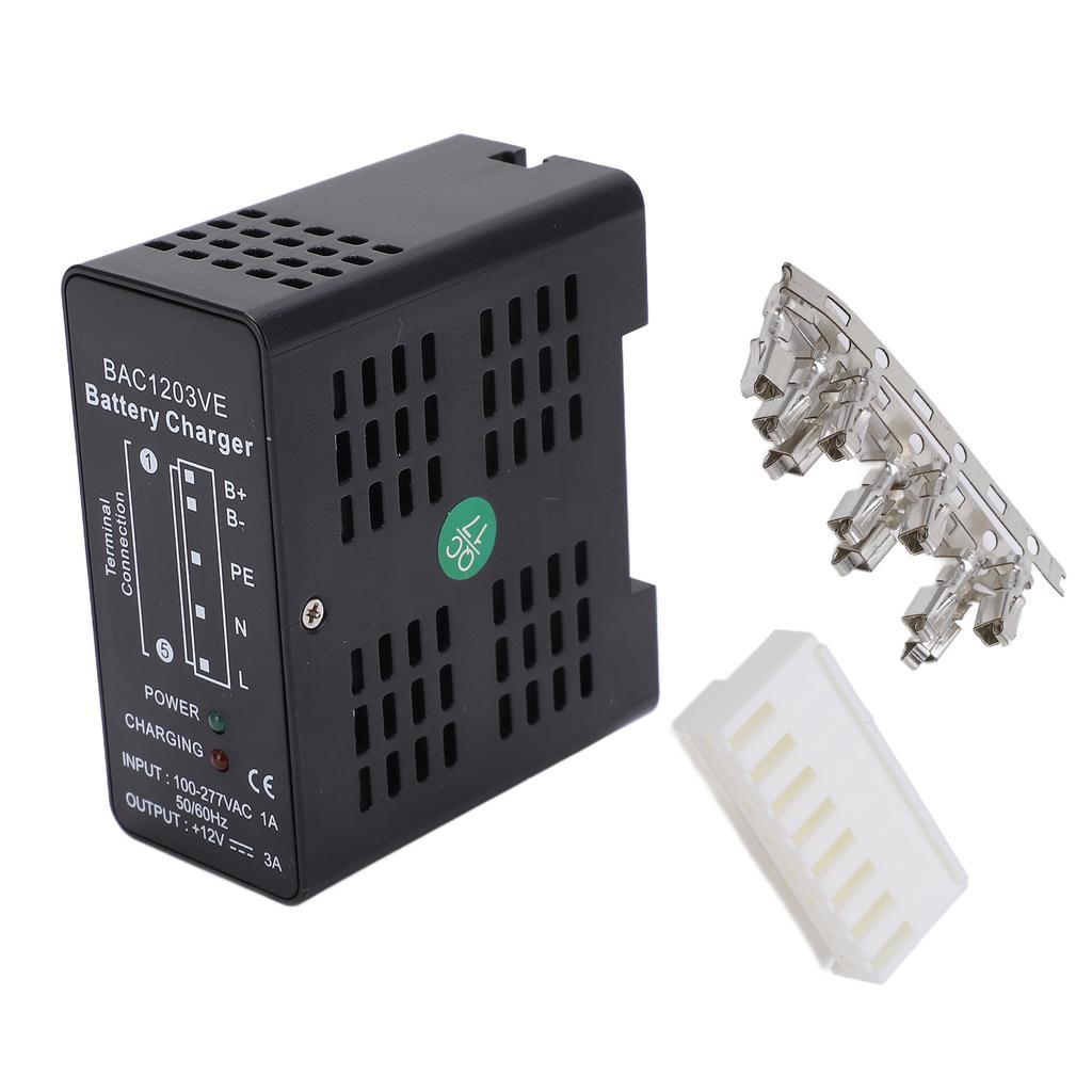 BAC1203VE Mini Battery Charger with LED Indicator Aluminum Alloy Automatic Float Charging Device AC100‑277V