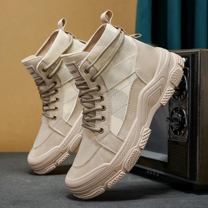 Nová sportovní obuv Pánská pohodlná plátěná kotníková obuv Vysoká pánská sneakers Designová pánská běžecká módní mládežnická síťovaná obuv Pánská