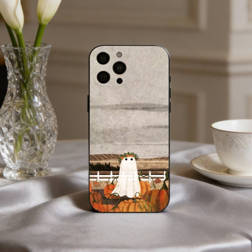 

L-Little G-Ghost A-Art Phone Case For iPhone 17,16,15,14,13,12,11 Plus,Pro Max,XS,Soft Silicone Black Cover iPhone14
