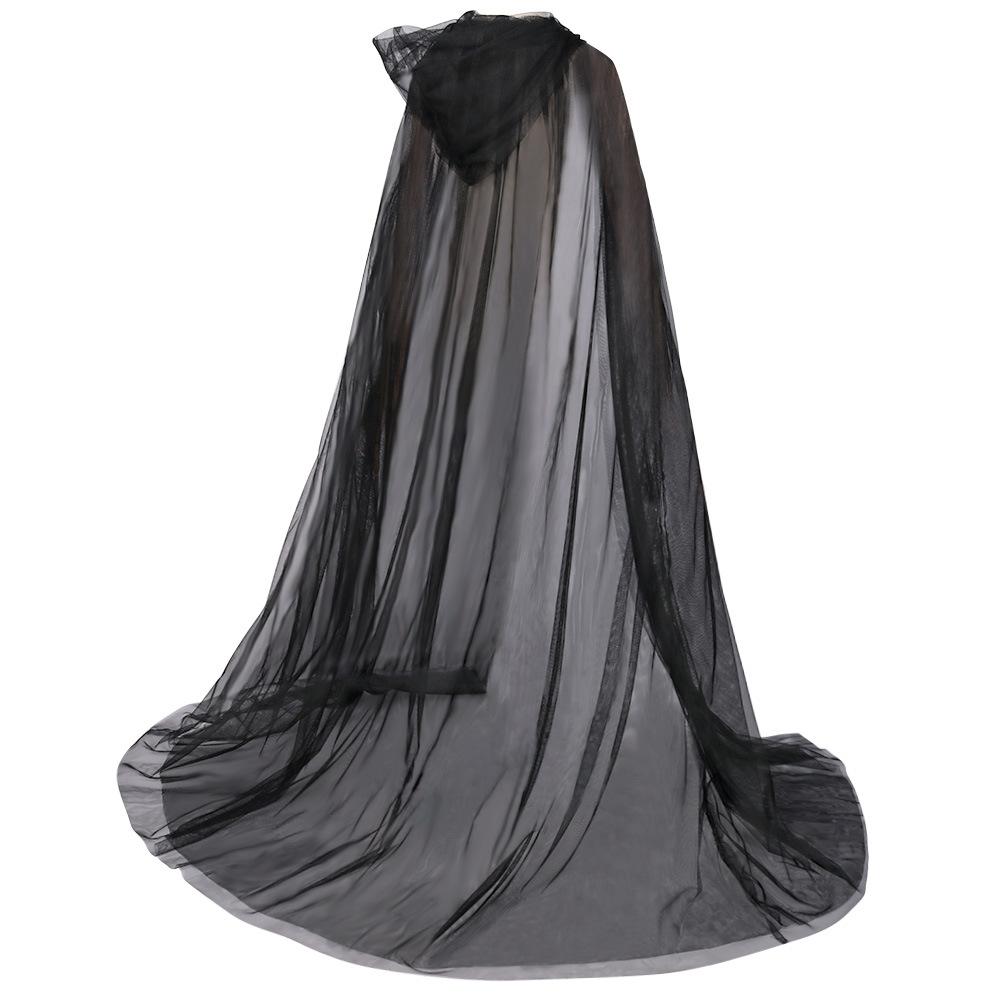 Women Men Mesh Hooded Cape Cloak Top Robe Bridal Party Fancy Dress Wedding