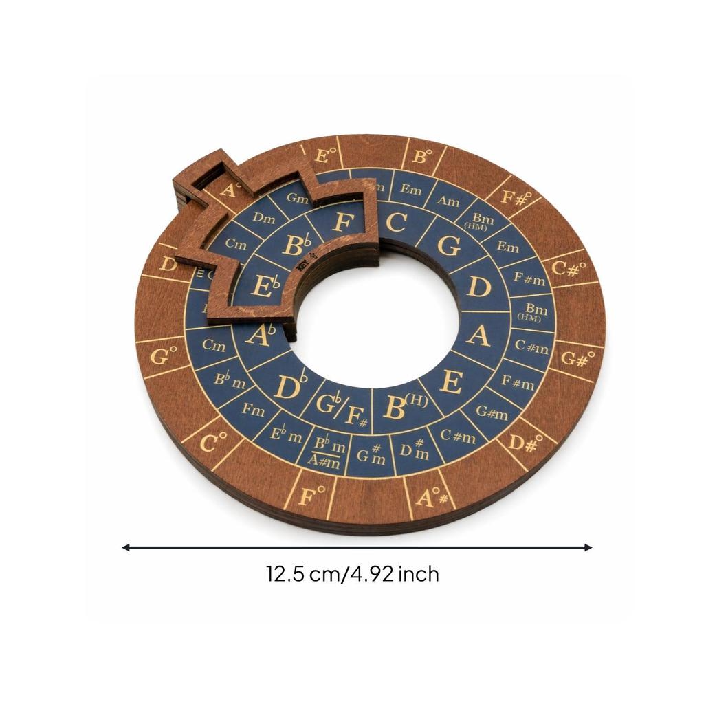 6xMusic Principles Wheel Wooden Circle of Fifths Visual Chart for