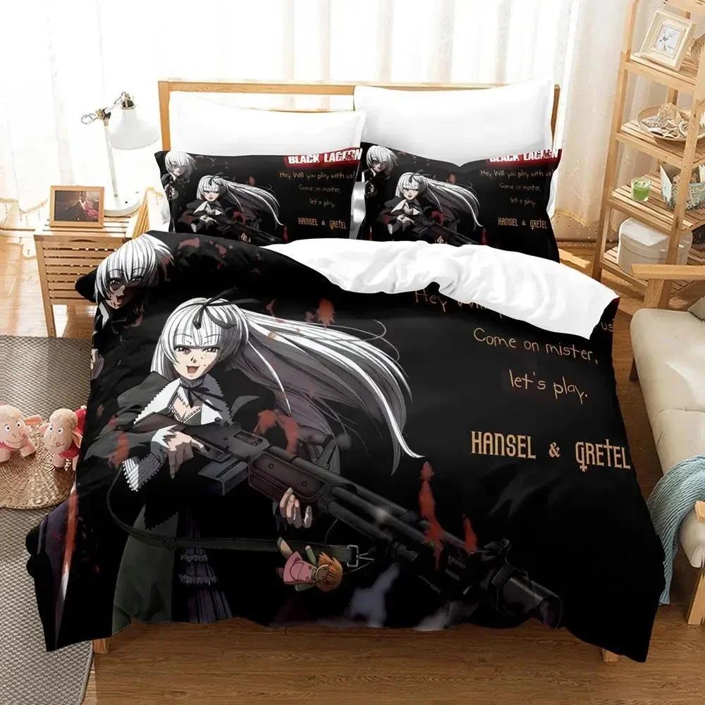 Anime Black Lagoon Bedding Set Duvet Cover Bed Set Quilt Cover Pillowcase Comforter King Queen Size Boys Adult Bedding Set