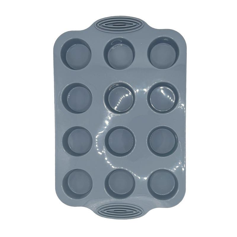Non-Slip Silicone 12-Cavity Round Muffin and Cake Mold