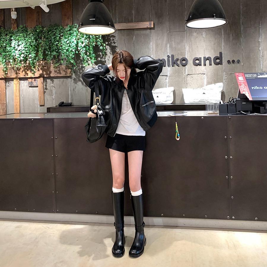 Cowhide~ Grape Mom Has the Same Leather Boots for Women, Detachable Knight Boots, High Boots, Thick-soled Thick-heeled Boots.