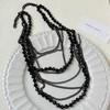Elegant Dark Multi-Layer Bead Chain Necklace - Women's Fashion Layered Choker Clavicle Chain