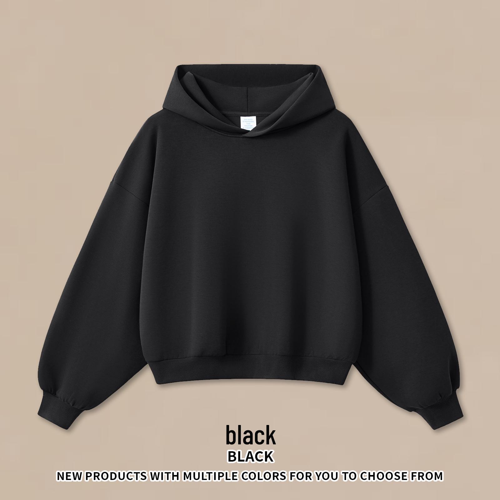 Trendy DE Men s 350G Boxy Hooded Sweatshirt | Wide Fog American Square Hoodie S чёрный