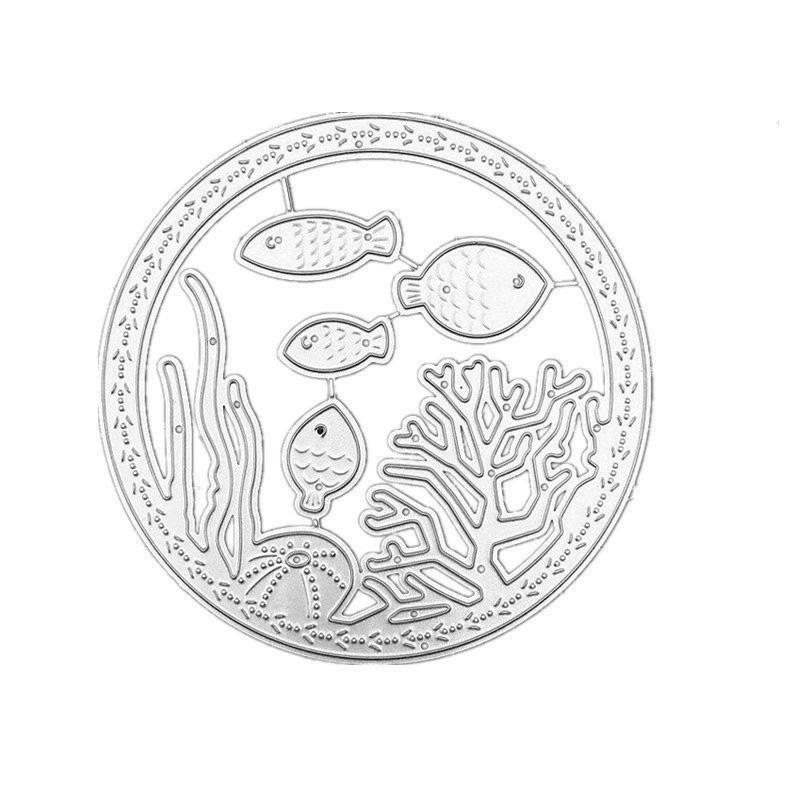 Runde U-Boot-Welt, Seegras, Koralle, Design-Stil, für Scrapbooking, Basteln, 3D-DIY, Festival-Kartenherstellung