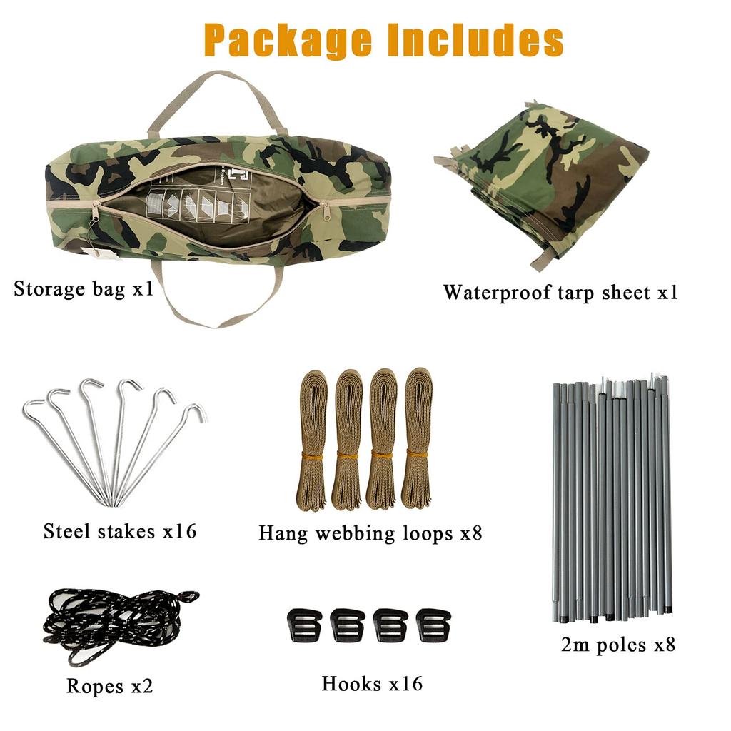 AKmax Military Tarp Survival Shelter Stan Lehký Bushcraft Fly By Bee Cover Rain and Sun Woodland