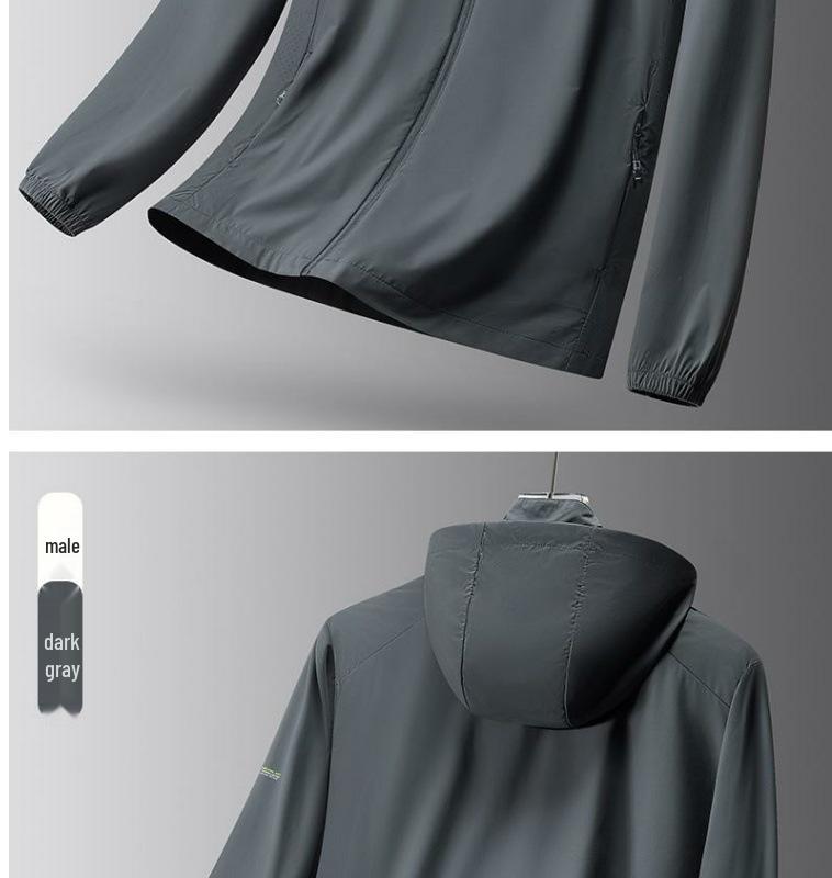 Men's High-End Ice Silk Sun Protection Jacket with Detachable Hood - Breathable, Quick-Drying Outdoor Sports Apparel for Couples