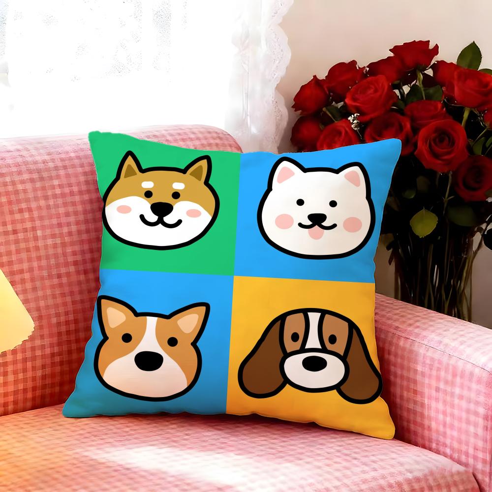 Gentle Cartoon Simple Cute Dog Cushion Cover Premium Soft Pillowcase SkinFriendly MultiPurpose for Home Office Travel