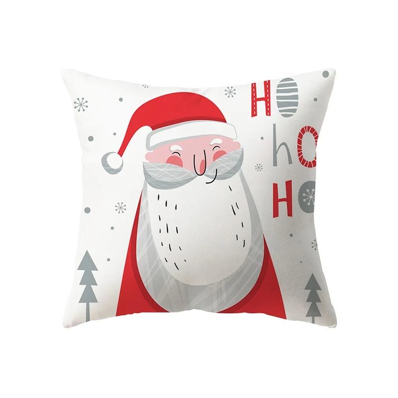 Christmas Decoration Santa Claus Print Pattern Cushion Cover Home Living Room Sofa Square Pillow Cover