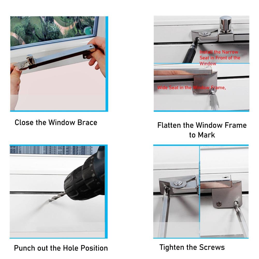 Heavy Duty Manual Window Opener Rod Aluminum Stay Kit Window Bracket Hinge Gardening