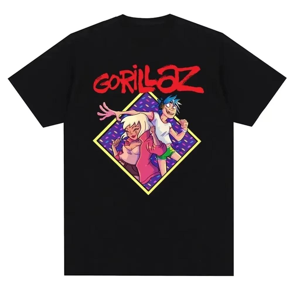 Gorillaz Hip Hop Pop Punk Rock Band Printed Cotton Mens TShirt 90s Casual Fashion Short Sleeve TShirt Unisex Tshirts