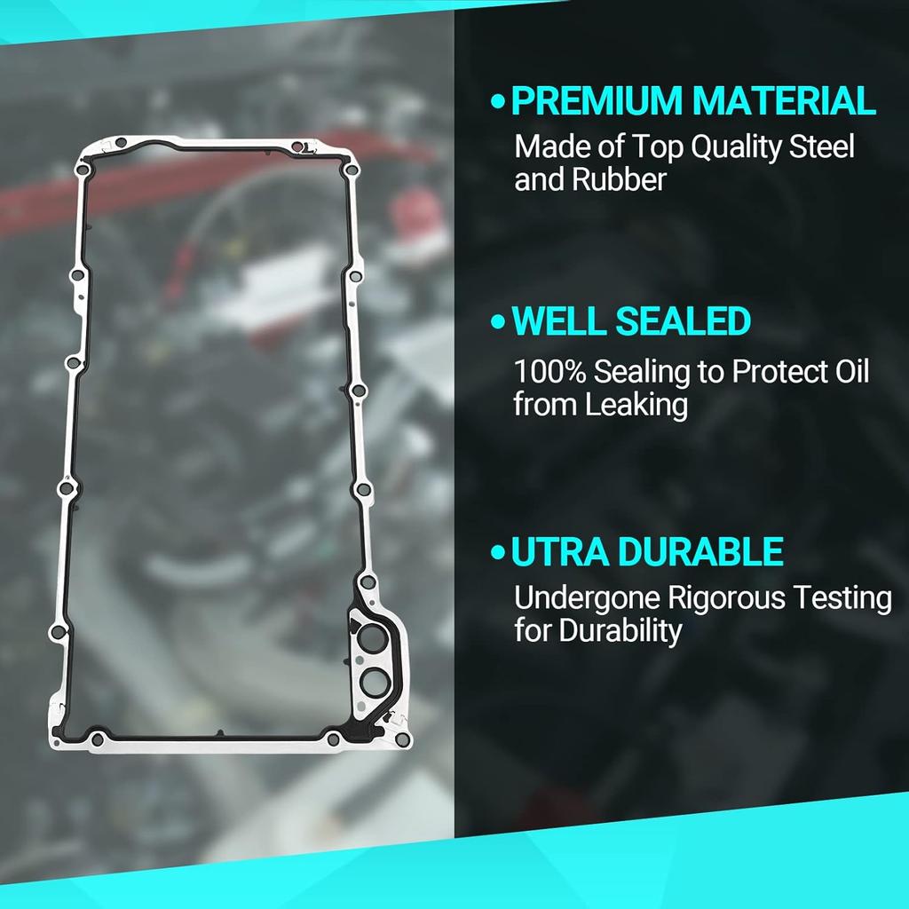 Oil Pan Gasket Set - Compatible With 4.8L 5.3L 6.0L 6.2L Chevy Silverado, Suburban, Tahoe, Trailblazer, GMC Sierra, Yukon, Cadillac Escalade -