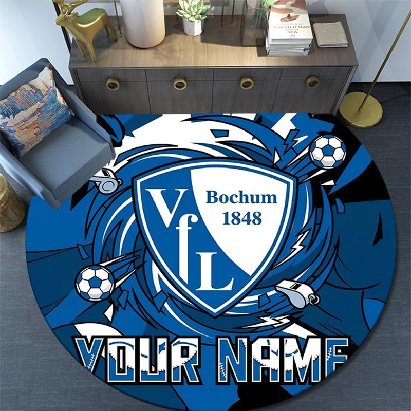 Custom Name VfL Bochum Round Area Rug,Carpet Rug for Living Room Bedroom Sofa Playroom Decor,Non-slip Floor Mat