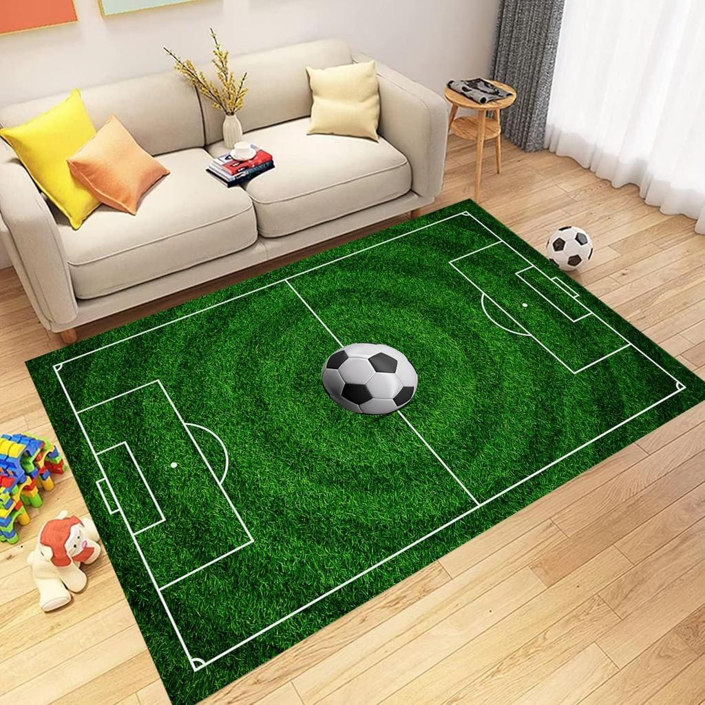 Fußballplatz Spielbereich Teppich Fußballrand Teppich Dekorative Waschbare Bodenmatte für Kinderspielbereich & Spielzimmer