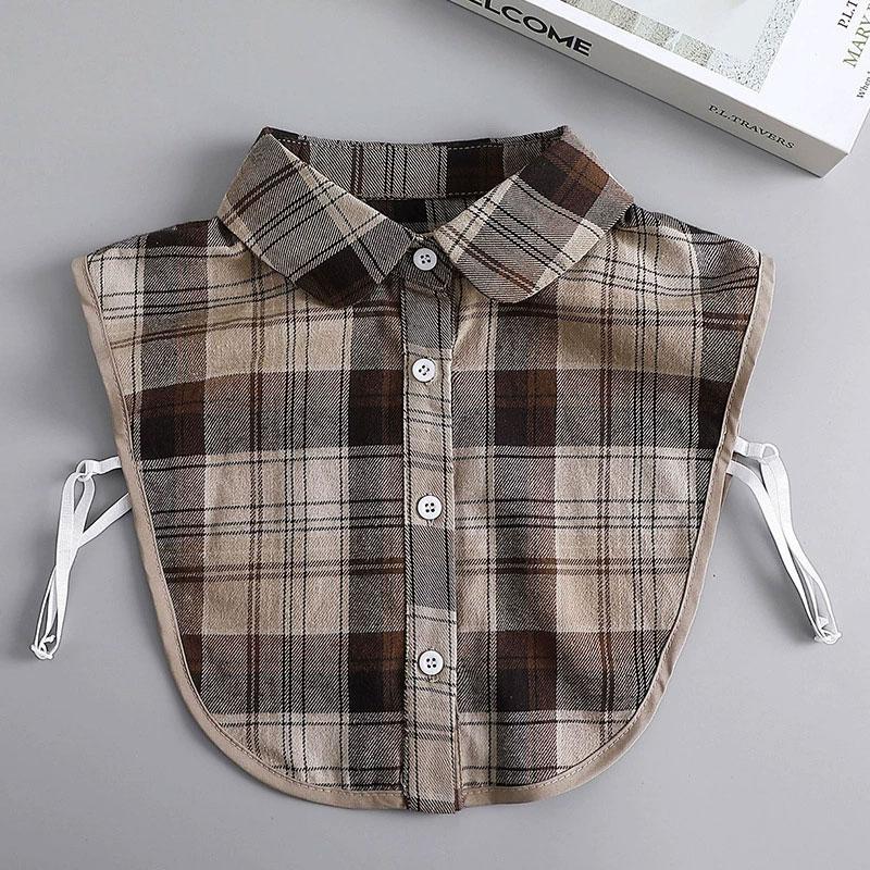 Perfect Match Womens Half-Shirt Dickey Collar Detachable Fake Collars Fashion Classic Plaid Fake Collar For Dresses Blouse Sweater