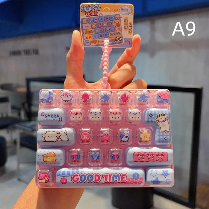 Mini Keyboard Keychain 26 Grids Creative Sea View Pendant Funny Decor for Key Ring Children's Day Gift